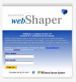 webShaper Login Screen